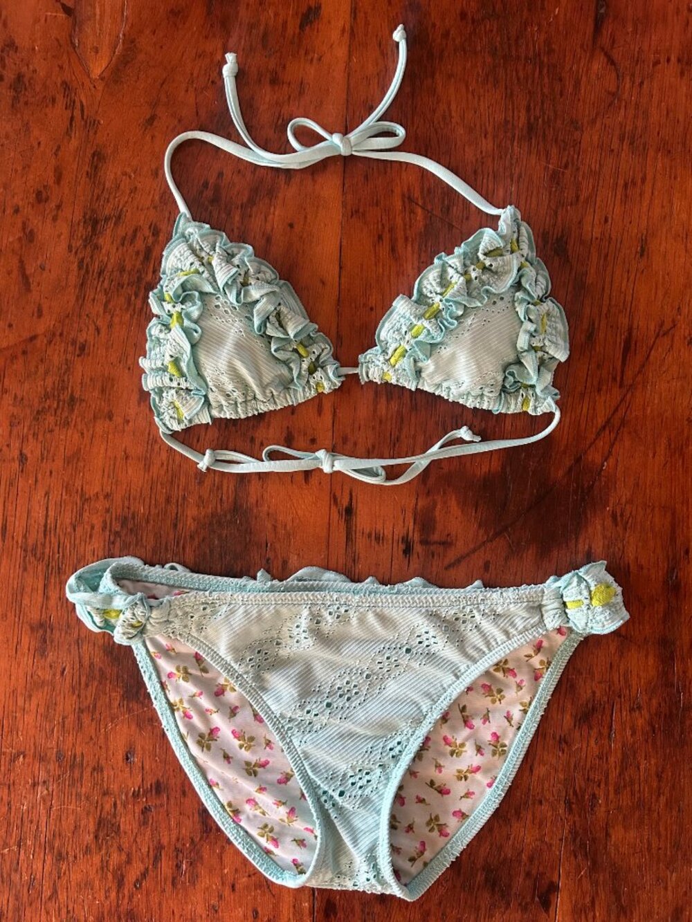 Vintage Eyelet Mesh Bikini Set